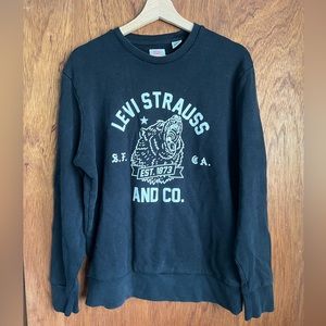 LEVI’S Black Crew Neck Sweatshirt Bear Artwork Men’s Large